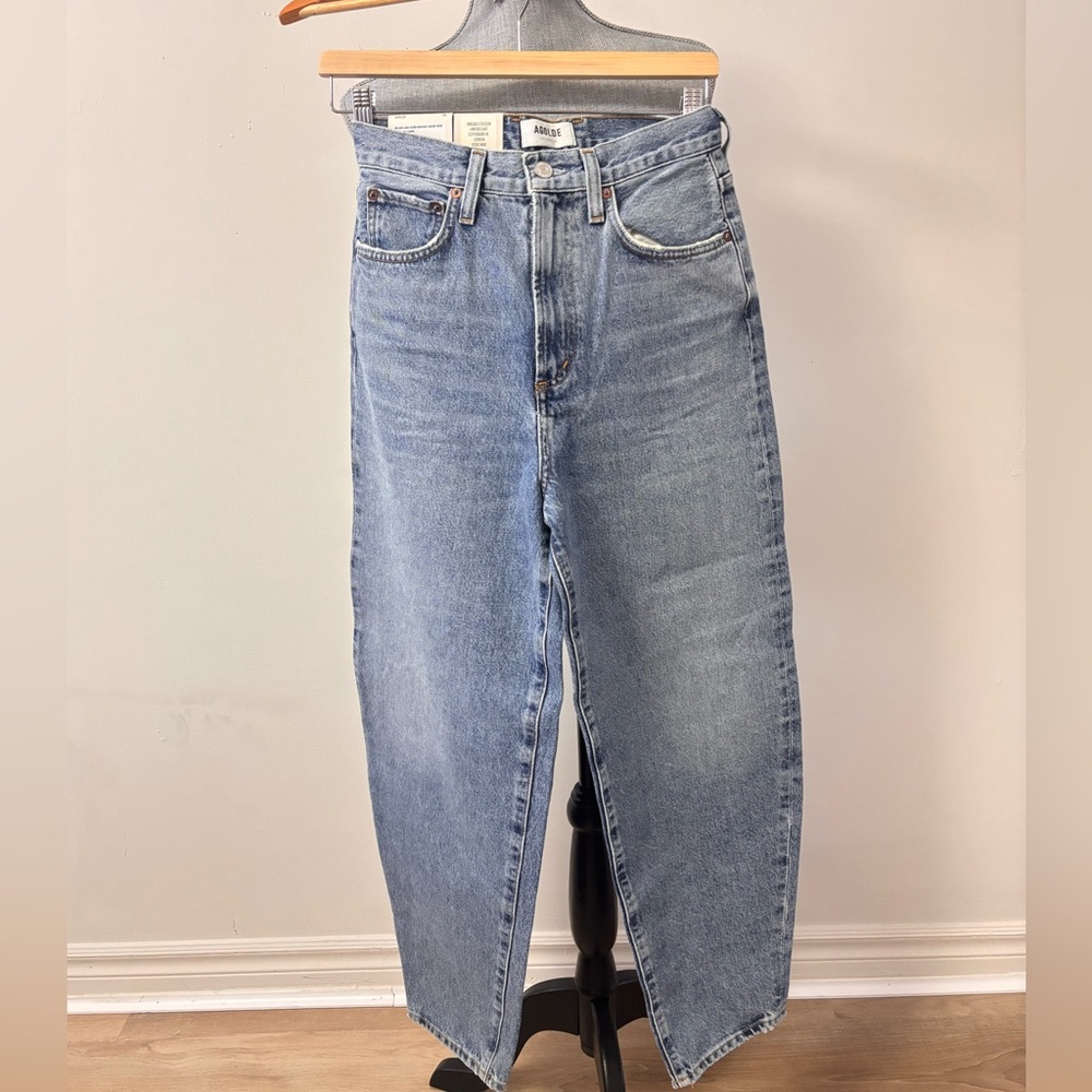 Agolde Ultra High Rise Curved Taper Blue Balloon Jeans 25 - Picture 3 of 6